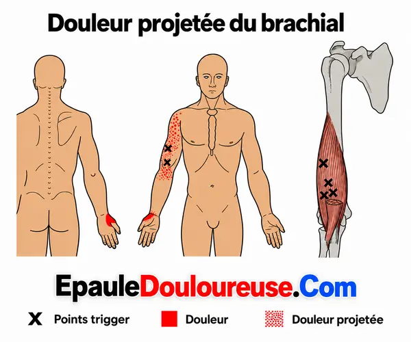 Zone de douleur projetée du brachial