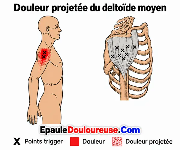 Zone de douleur projetée du deltoïde moyen