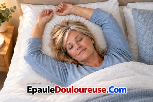 Personne dormant avec les deux bras élevés au-dessus des épaules