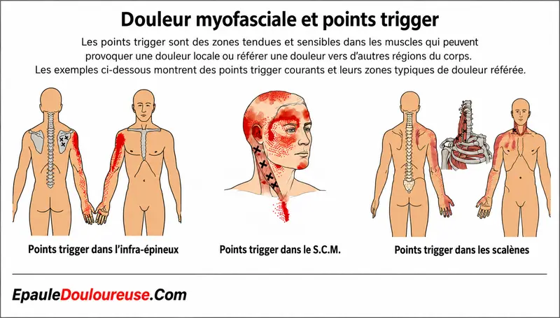 Douleur myofasciale et zones de douleur référée des points trigger