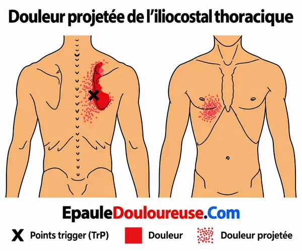 Schéma de douleur référée de l’ilio-costal thoracique
