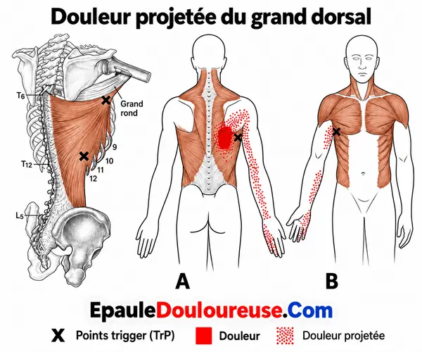 Schéma de douleur référée du grand dorsal