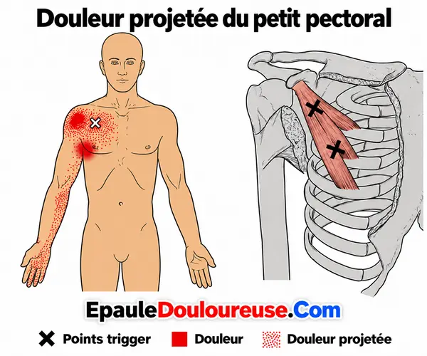 Zone de douleur projetée du petit pectoral