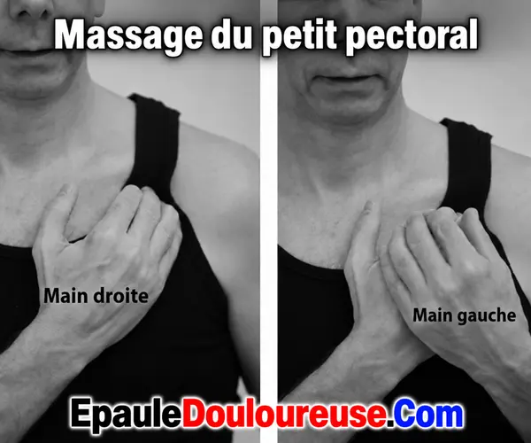 Auto-massage du petit pectoral avec la main opposée