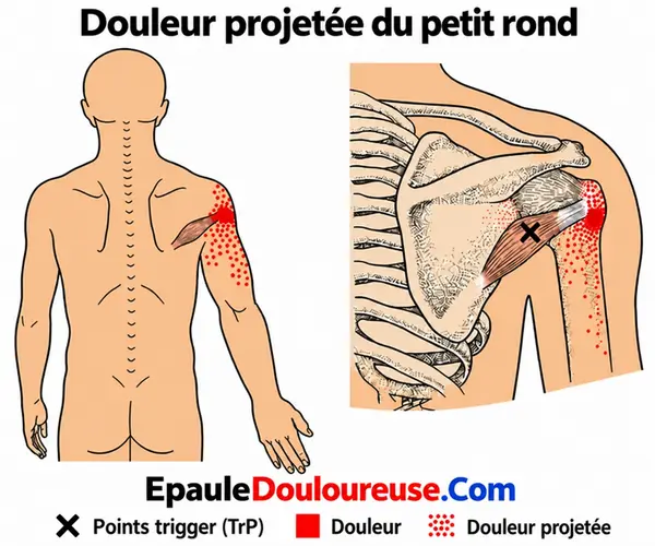 Points trigger du petit rond et zones possibles de douleur projetée