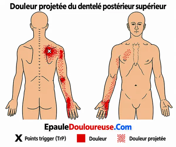 Schéma de douleur référée du dentelé postérieur supérieur