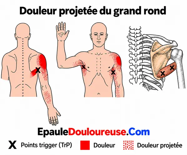 Schéma de douleur référée du grand rond